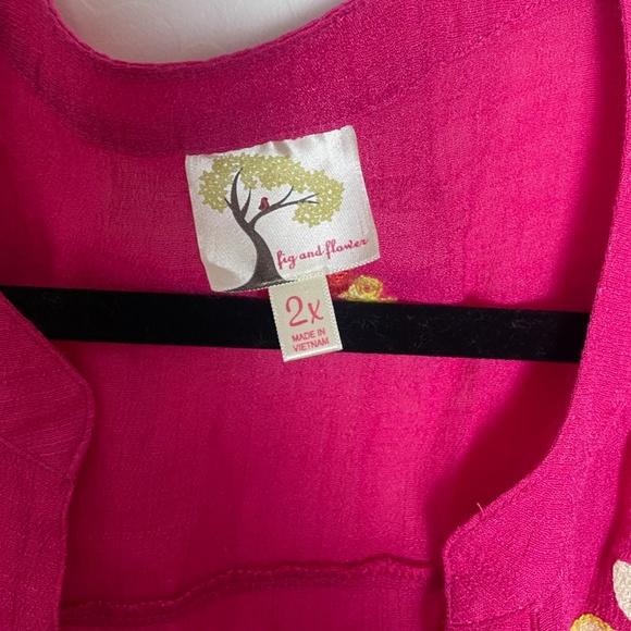 Tunic Embroidered Flower Hipster Hippie Artsy Floral Chic Girly Button Blouse - Picture 4 of 6